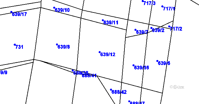 Parcela st. 639/12 v KÚ Losiná u Plzně, Katastrální mapa