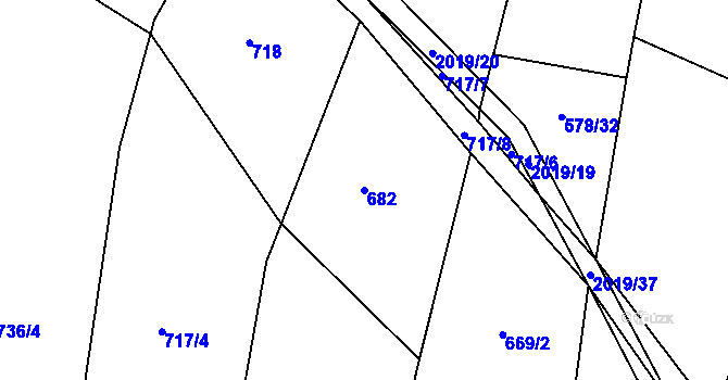Parcela st. 682 v KÚ Losiná u Plzně, Katastrální mapa