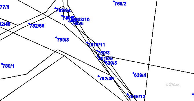 Parcela st. 760/3 v KÚ Losiná u Plzně, Katastrální mapa