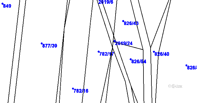 Parcela st. 782/17 v KÚ Losiná u Plzně, Katastrální mapa