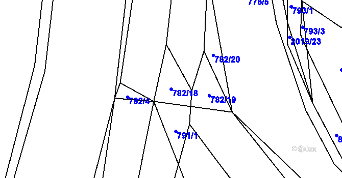 Parcela st. 782/18 v KÚ Losiná u Plzně, Katastrální mapa