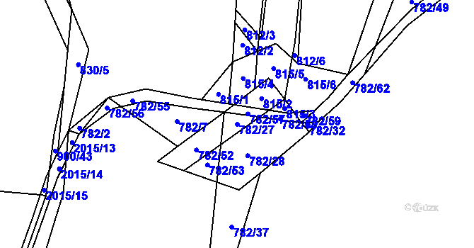 Parcela st. 782/27 v KÚ Losiná u Plzně, Katastrální mapa