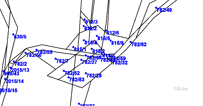 Parcela st. 815/3 v KÚ Losiná u Plzně, Katastrální mapa