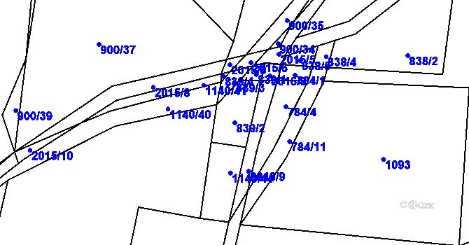 Parcela st. 839/2 v KÚ Losiná u Plzně, Katastrální mapa