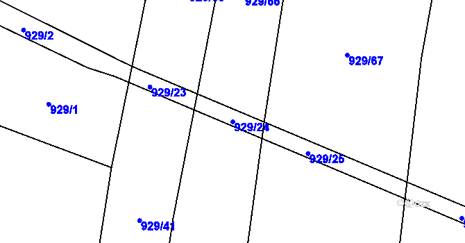 Parcela st. 929/24 v KÚ Losiná u Plzně, Katastrální mapa