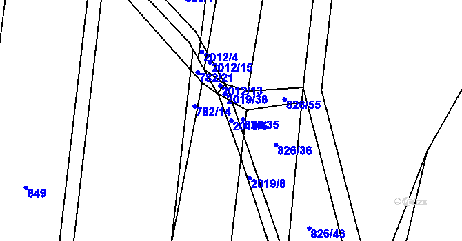 Parcela st. 2019/5 v KÚ Losiná u Plzně, Katastrální mapa