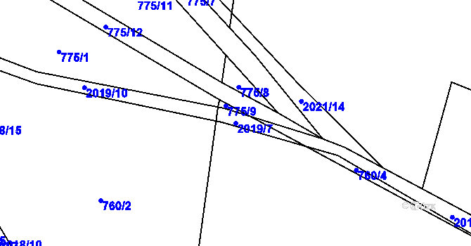 Parcela st. 2019/7 v KÚ Losiná u Plzně, Katastrální mapa