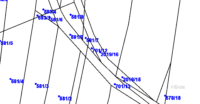 Parcela st. 2019/16 v KÚ Losiná u Plzně, Katastrální mapa