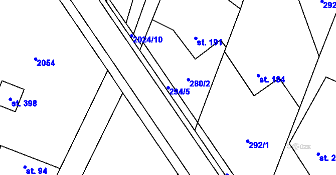 Parcela st. 294/5 v KÚ Losiná u Plzně, Katastrální mapa