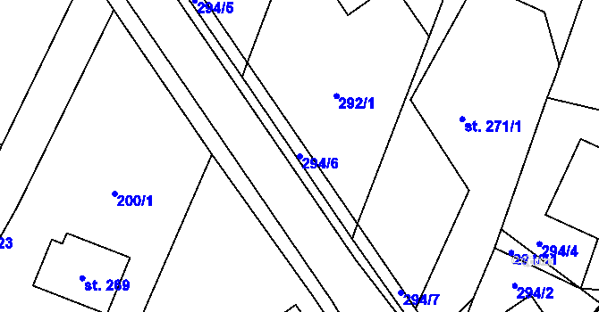 Parcela st. 294/6 v KÚ Losiná u Plzně, Katastrální mapa
