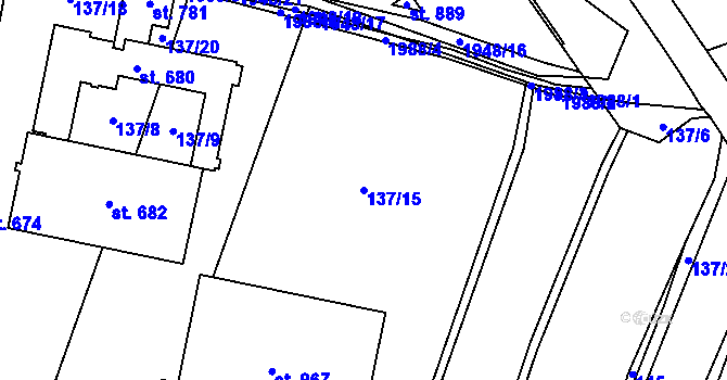 Parcela st. 137/15 v KÚ Losiná u Plzně, Katastrální mapa