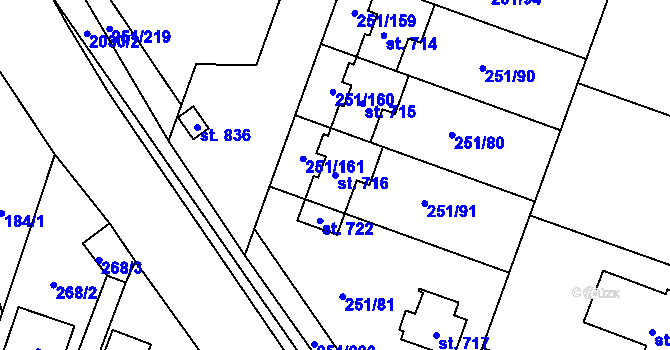 Parcela st. 716 v KÚ Losiná u Plzně, Katastrální mapa