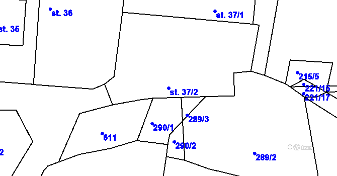 Parcela st. 37/2 v KÚ Lošánky, Katastrální mapa