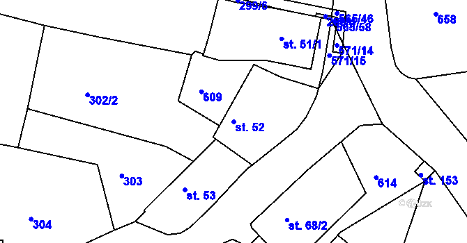 Parcela st. 52 v KÚ Lošánky, Katastrální mapa