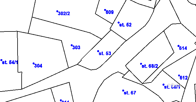 Parcela st. 53 v KÚ Lošánky, Katastrální mapa