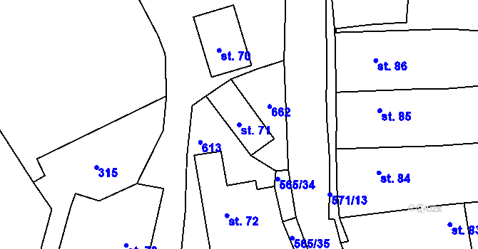 Parcela st. 71 v KÚ Lošánky, Katastrální mapa