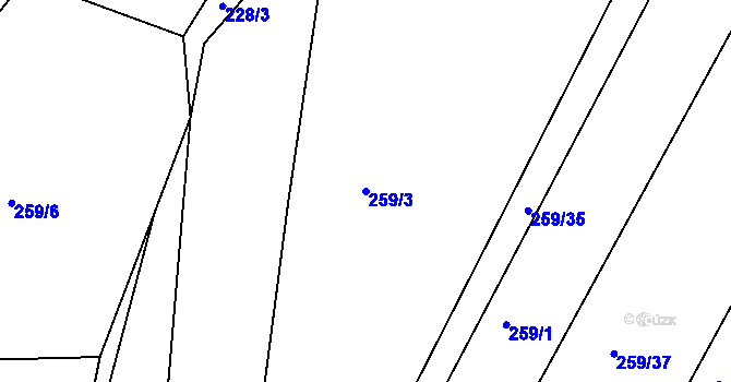Parcela st. 259/3 v KÚ Lošánky, Katastrální mapa