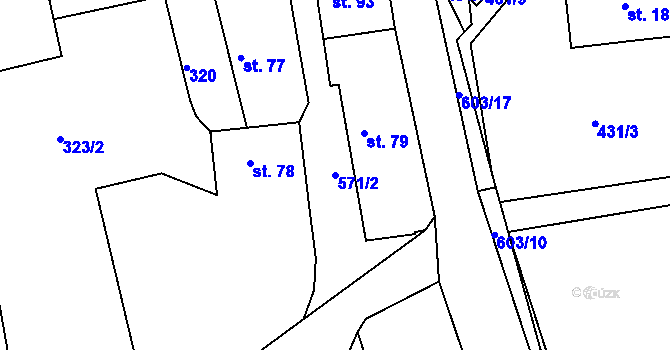 Parcela st. 571/2 v KÚ Lošánky, Katastrální mapa