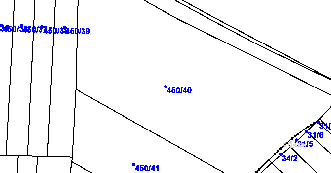 Parcela st. 450/40 v KÚ Lošánky, Katastrální mapa