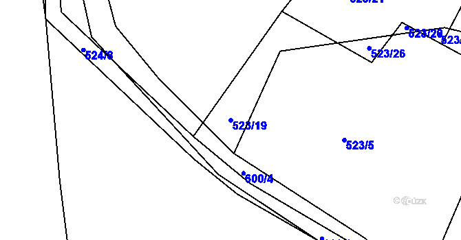 Parcela st. 523/19 v KÚ Lošánky, Katastrální mapa