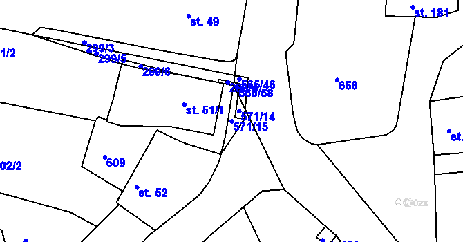 Parcela st. 571/15 v KÚ Lošánky, Katastrální mapa