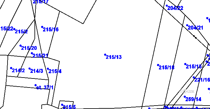 Parcela st. 215/13 v KÚ Lošánky, Katastrální mapa