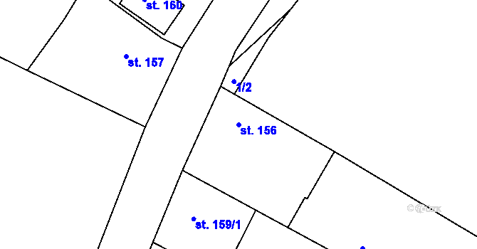 Parcela st. 156 v KÚ Lošany, Katastrální mapa