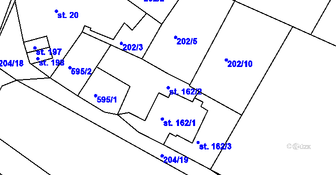 Parcela st. 162/2 v KÚ Lošany, Katastrální mapa