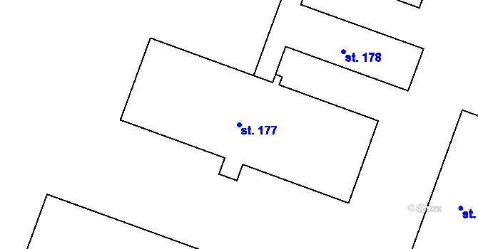 Parcela st. 177 v KÚ Lošany, Katastrální mapa