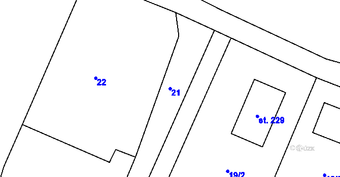 Parcela st. 21 v KÚ Lošany, Katastrální mapa