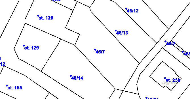 Parcela st. 46/7 v KÚ Lošany, Katastrální mapa