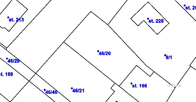 Parcela st. 46/20 v KÚ Lošany, Katastrální mapa