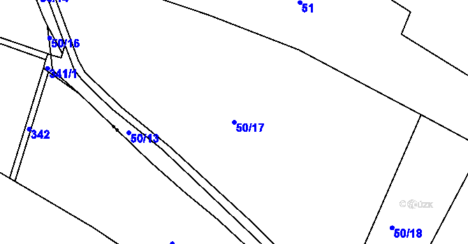 Parcela st. 50/17 v KÚ Lošany, Katastrální mapa