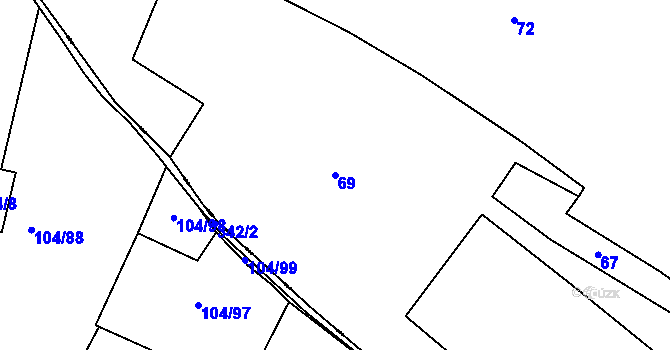 Parcela st. 69 v KÚ Lošany, Katastrální mapa