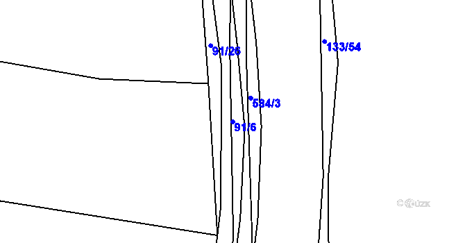 Parcela st. 91/6 v KÚ Lošany, Katastrální mapa
