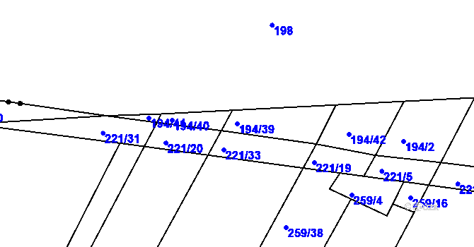 Parcela st. 194/39 v KÚ Lošany, Katastrální mapa