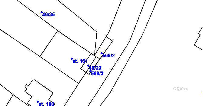 Parcela st. 566/2 v KÚ Lošany, Katastrální mapa