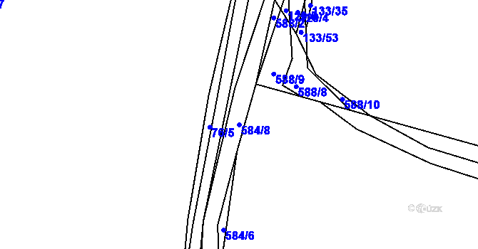 Parcela st. 584/8 v KÚ Lošany, Katastrální mapa