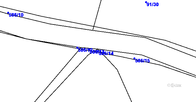 Parcela st. 586/14 v KÚ Lošany, Katastrální mapa