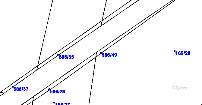 Parcela st. 586/49 v KÚ Lošany, Katastrální mapa