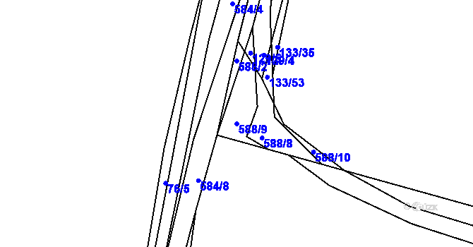 Parcela st. 588/9 v KÚ Lošany, Katastrální mapa