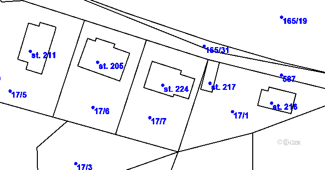 Parcela st. 224 v KÚ Lošany, Katastrální mapa