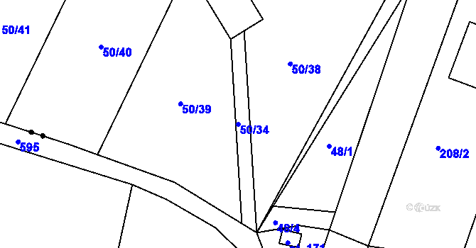 Parcela st. 50/34 v KÚ Lošany, Katastrální mapa