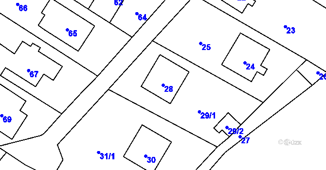 Parcela st. 28 v KÚ Lošov, Katastrální mapa