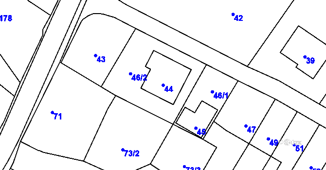 Parcela st. 44 v KÚ Lošov, Katastrální mapa