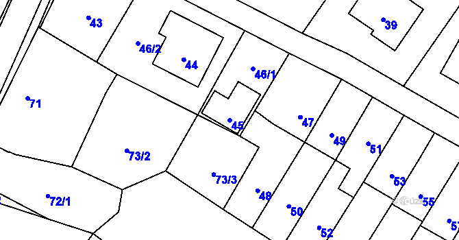 Parcela st. 45 v KÚ Lošov, Katastrální mapa