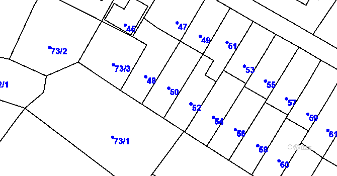 Parcela st. 50 v KÚ Lošov, Katastrální mapa