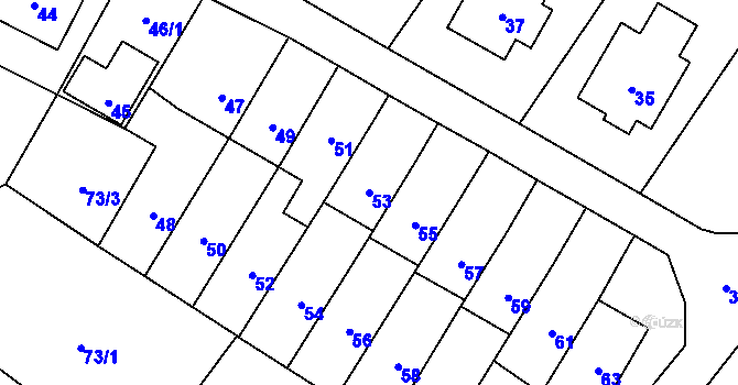 Parcela st. 53 v KÚ Lošov, Katastrální mapa