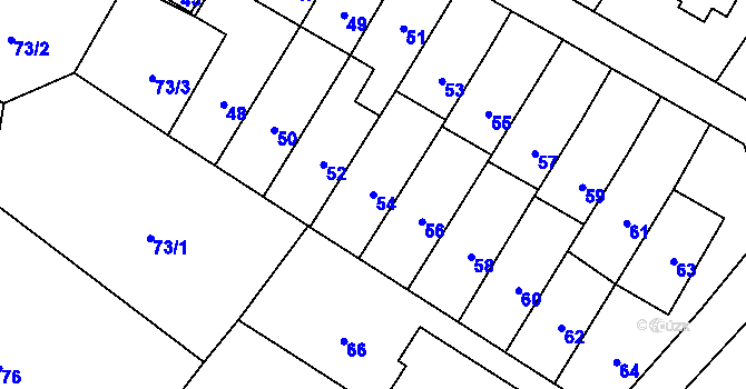 Parcela st. 54 v KÚ Lošov, Katastrální mapa