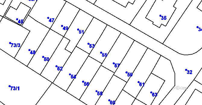 Parcela st. 55 v KÚ Lošov, Katastrální mapa